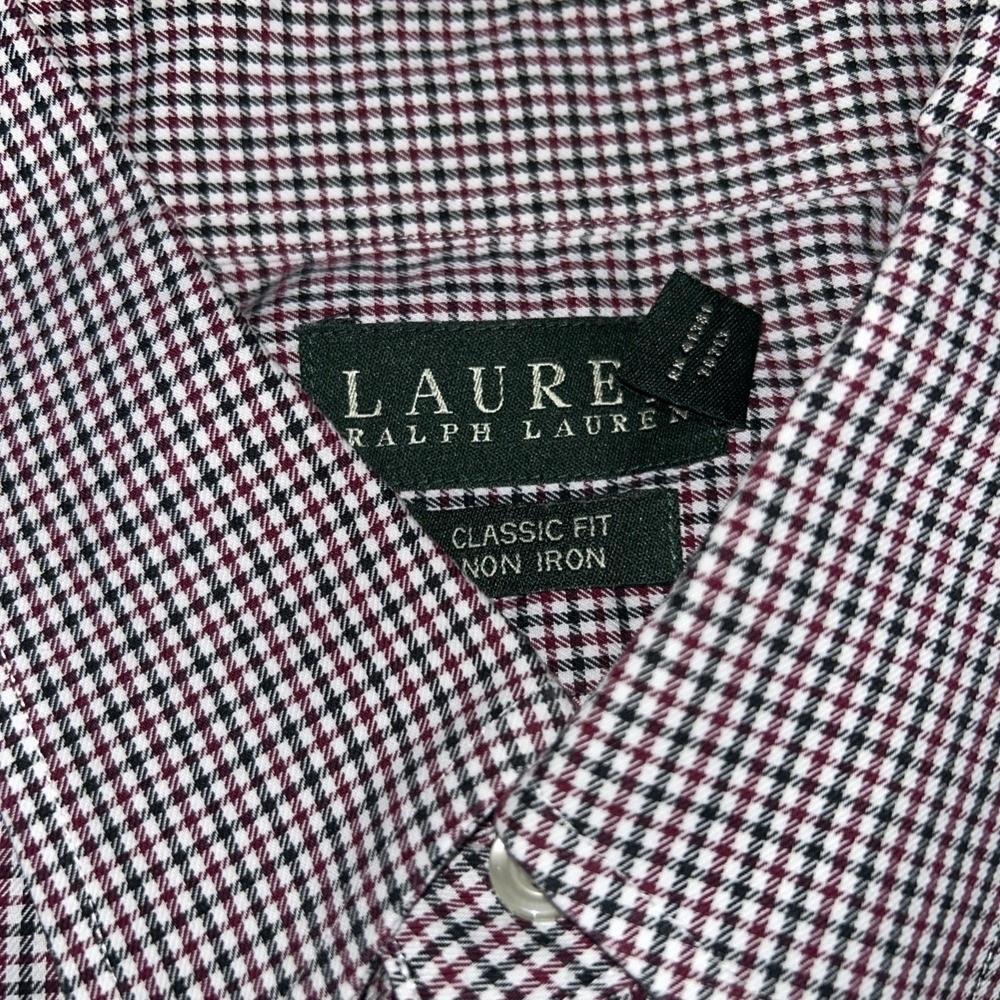 Lauren Ralph Lauren Gingham Check Button Down Mens 18 34/35 Dark Green Red White